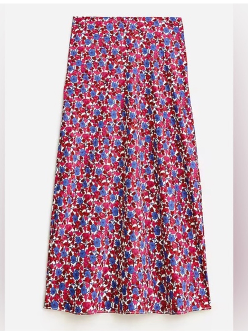 JCREW Floral Print A-Line Maxi Skirt in Pink and Blue